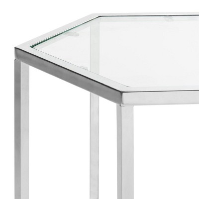 Teagan Chrome Hexagonal Glass End Table