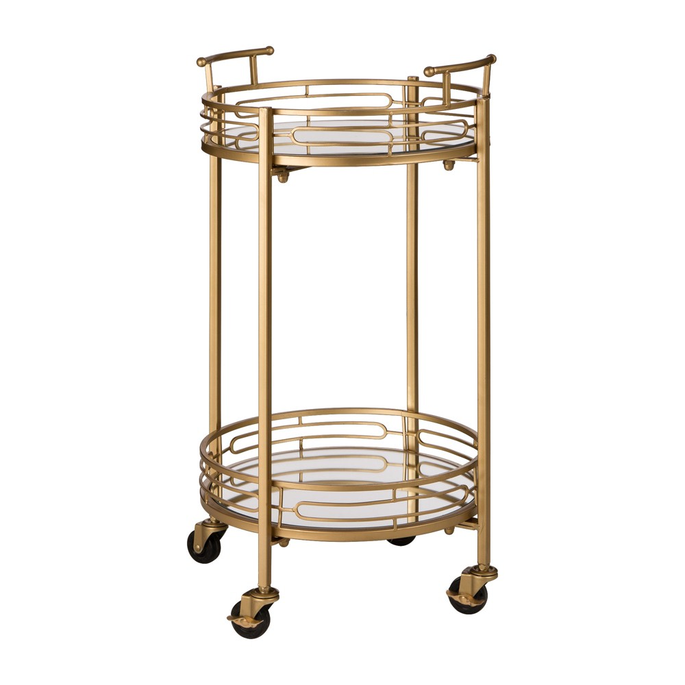 Deluxe Metal Round Mirrored Bar Cart  - Glitzhome