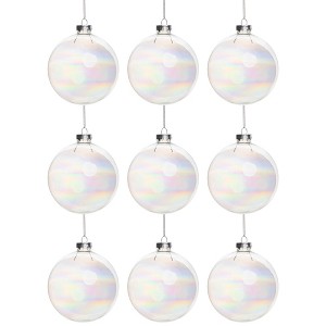 Northlight Iridescent Christmas Glass Ball Ornaments - 2.5" (65mm) - Clear - 9ct - 1 of 4