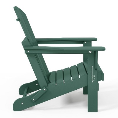 Dark Green HDPE Folding Adirondack Chair Set of 4