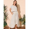 INSPIRE CHIC Women's 2 Piece Summer Floral Short Sleeve Crew Neck and Pleated Irregular Hem Maxi Skirt Sets - 2 of 4