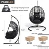 Lycvki High Quality PE Wicker Swing Egg Chair with Cushion and Black Stand - 3 of 4