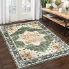 9x12 Area Rug Washable, Low-Pile Rug with Non-Slip Rubber Backing, Boho Vintage Style, Ideal for Bedroom Living Room Home Office Playroom, Blue - 3 of 4