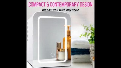 Compact White Smart Portable Cosmetic Fridge with LED Mirror