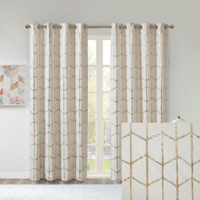 MAYEERTY 1 Pc Panel Total Blackout Metallic Print Grommet Top Curtain Panel