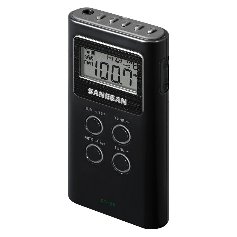 Sangean® Portable Pocket AM/FM Digital Clock Radio (Black), 3 of 6