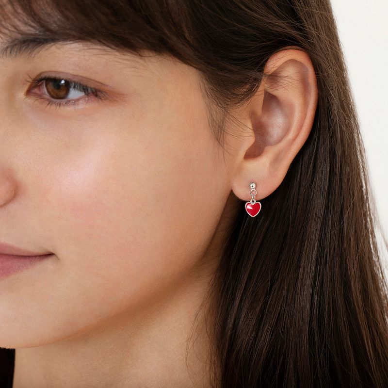 Girl's Lovely Heart Dangle Screw Back Sterling Silver Earrings - In Season Jewelry, 4 of 9