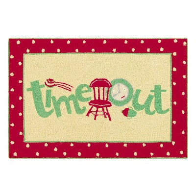C&F Home 2'0" x 3'0" Time Out Hooked Indoor Rug