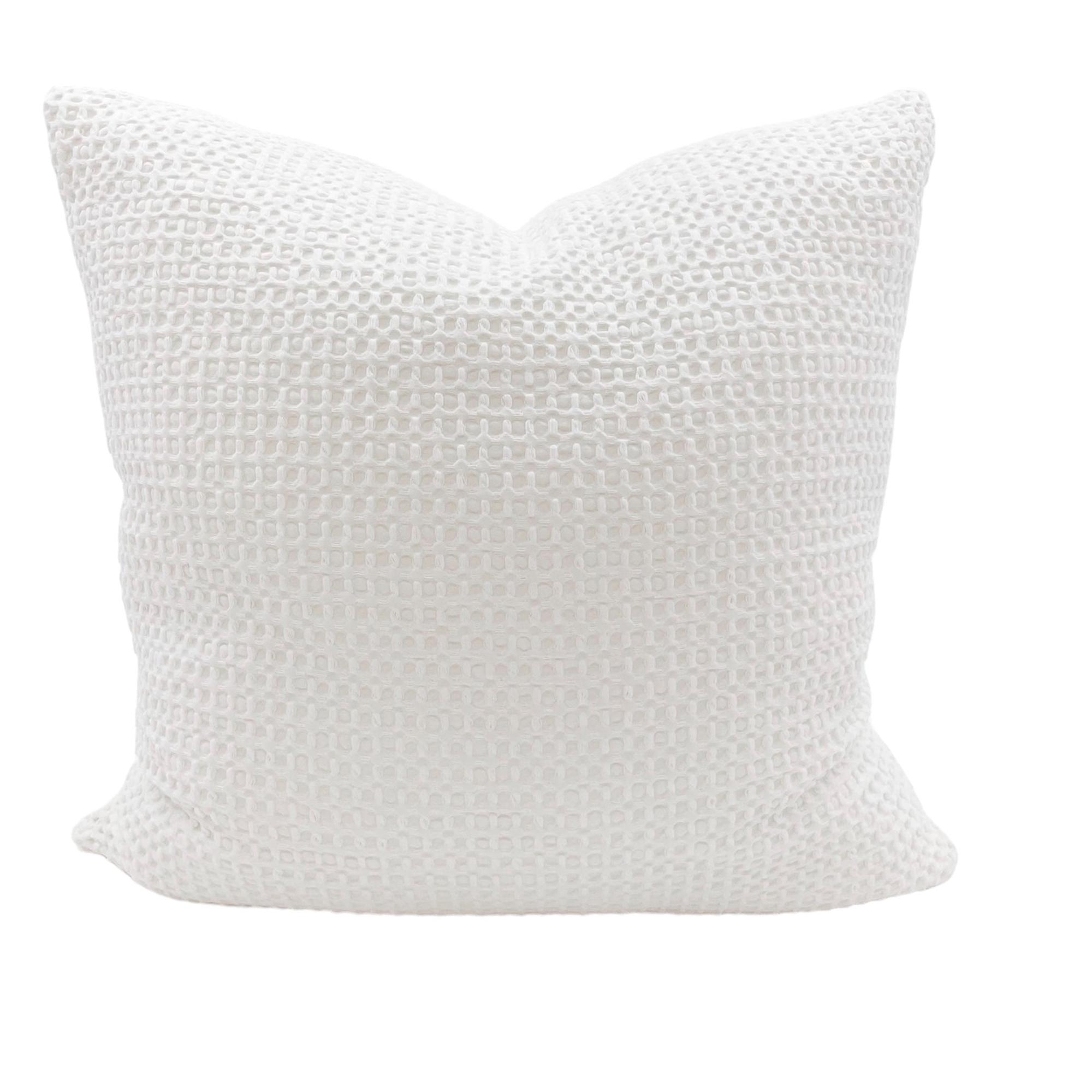 Cool Cotton White Waffle Weave Pillow 20x20 18x18 / Pillow Cover / White