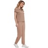Coolmee Womens 2 Piece Outfit Lounge Set Cap Sleeve Polo Top And Pant Set Tracksuit Travel Matching Outfit - 2 of 4