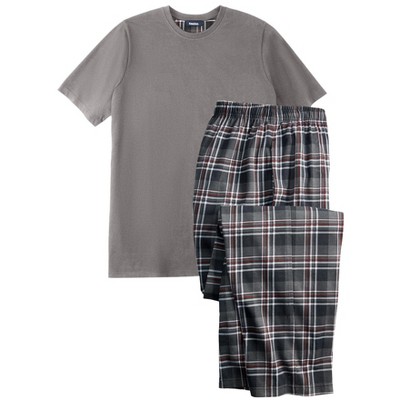 Kingsize Men's Big & Tall Jersey Knit Plaid Pajama Set - Big - 6xl, Navy Plaid  Blue : Target