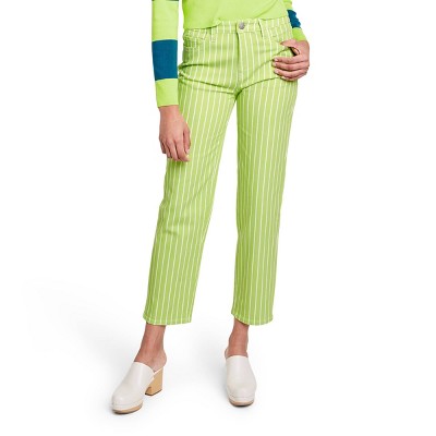 Women's Pinstripe High-Rise Straight Leg Jeans - Victor Glemaud x Target Lime Green 0