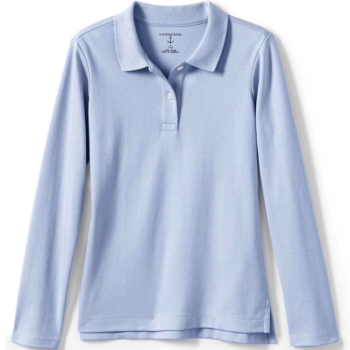 Lands' End School Uniform Kids Long Sleeve Feminine Fit Interlock Polo Shirt - thumbnail 6