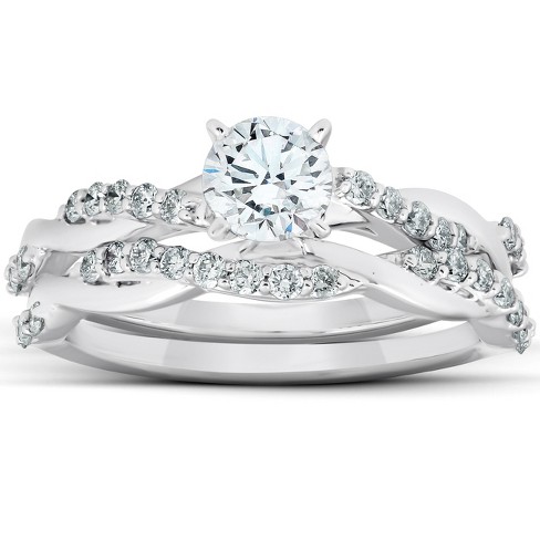 14K White Gold Infinity Diamond Engagement Ring