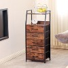 KTMBDW Night Stand with 5 Drawer and 2-Tier Display Shelf,Rustic Brown Dresser for Bedroom, Skinny Nightstand for Hallway, Closet, and Nursery - 2 of 4