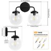 POWLIG 14.17-in 2-Light Matte Black Bathroom Light Fixtures Over Mirror Vanity Lighting with Clear Glass Globe Shades - 3 of 4