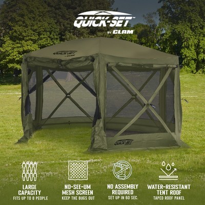 Green Nylon Weather-Resistant Outdoor Camping Gazebo Canopy Shelter