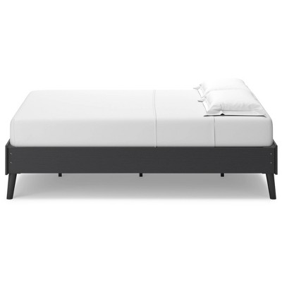 Charlang Black Wood Frame Full Platform Bed with Drawer
