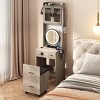 Small Vanity Desk with Mirror and LED Lights, Makeup Table with Charging Station and drawers and Storage Shelves for Small Space - 4 of 4
