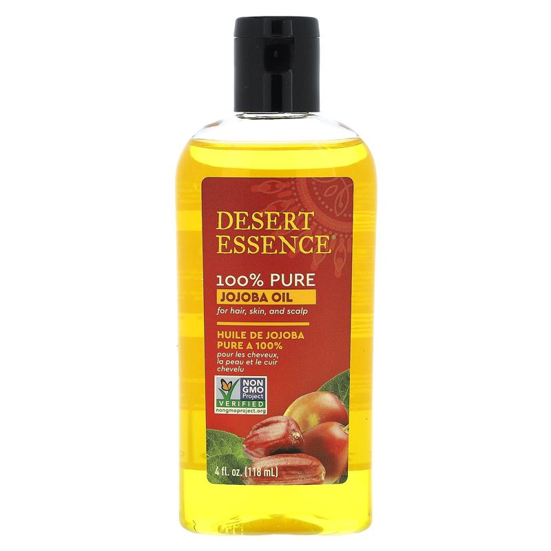Desert Essence 100% Pure Jojoba Oil, For Hair, Skin, and Scalp, 4 fl oz (118 ml), 1 of 3