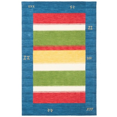 Himalaya Blue Multicolor Hand-Knotted Wool Rug, 4' x 6'