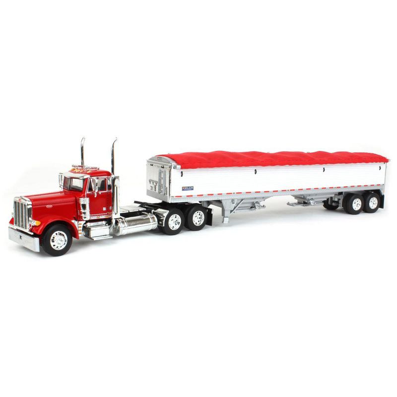 First Gear DCP 1/64 Red Peterbilt 379 Day Cab with White Wilson Pacesetter Grain Trailer 60-1765, 1 of 6