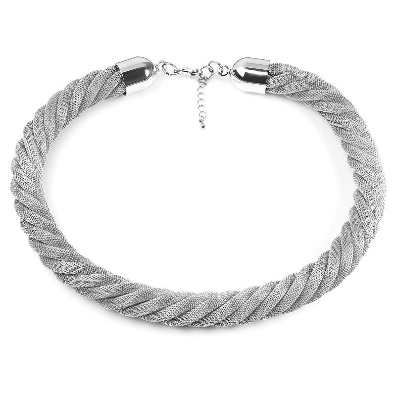 West Coast Jewelry Stainless Steel Twisted Mesh Necklace, 1 of 4