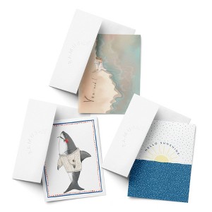 Love/Valentine's Assorted Greeting Card Pack (3ct) "Beach Walk, Sharky Love, Hello Sunshine" by Ramus & Co - 1 of 4