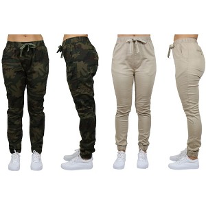 Galaxy By  Harvic Women's Loose Fit  Basic Stretch Twill Joggers-2 Pack - 1 of 2