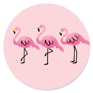 Big Dot of Happiness Pink Flamingo - Tropical Summer Circle Sticker Labels - 24 Count - 1 of 4