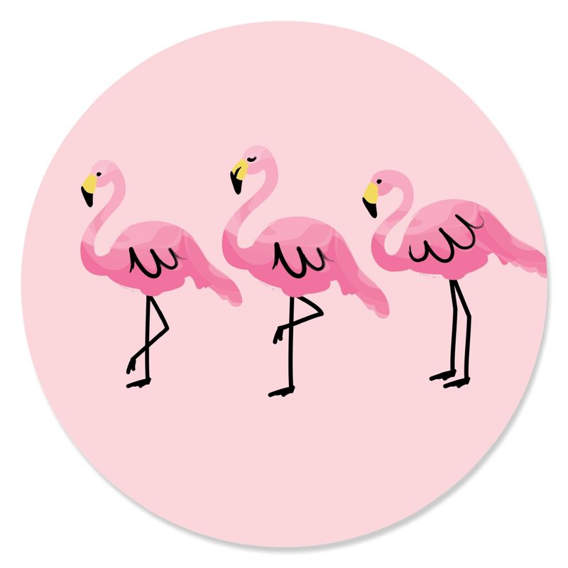 Big Dot of Happiness Pink Flamingo - Tropical Summer Circle Sticker Labels - 24 Count, 1 of 5