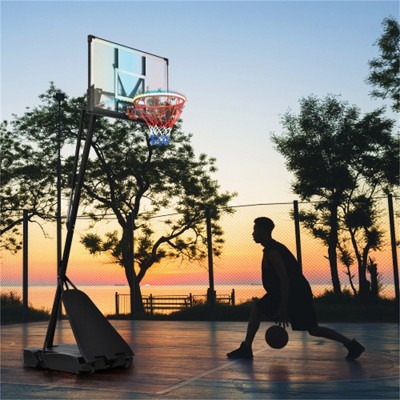 YONWAY Portable Basketball Hoop, Basketball System 8-10ft Height Adjustable and Waterproof, for LED Basketball Hoop Lights for Youth and Adults
