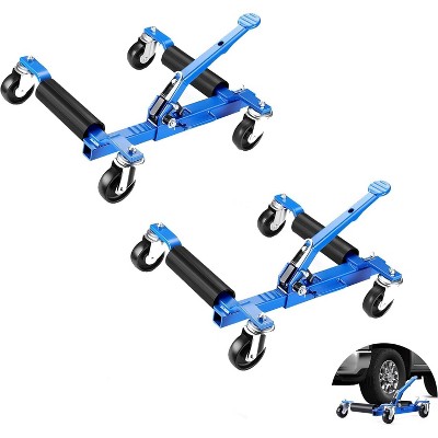 Mechanical Car Wheel Dolly Jack Set of 2, Heavy Duty 3000 Lbs Car Skates, Vehicle Jack with Ratcheting Foot Pedal for Tire Auto Repair Moving