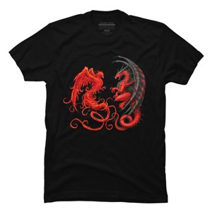 Men's Design By Humans Phoenix vs Dragon By chriskar T-Shirt - 1 of 4
