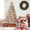 Flocked Artificial Christmas Tree - Pre-Lit Warm White Lights, Foldable Base & Metal Hinges for Home/Office Decor - 3 of 4