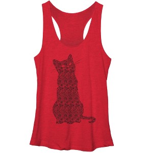 Women's Lost Gods Floral Print Cat Racerback Tank Top - 1 of 3