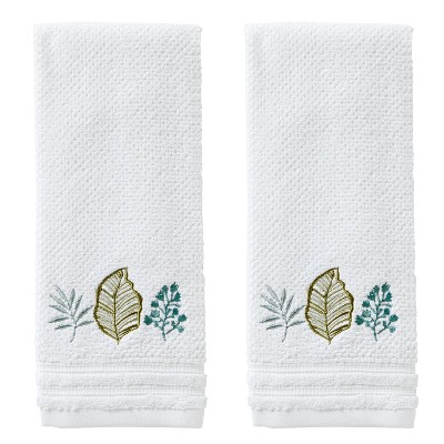 2pc Sprouted Palm Hand Towel Set White - SKL Home
