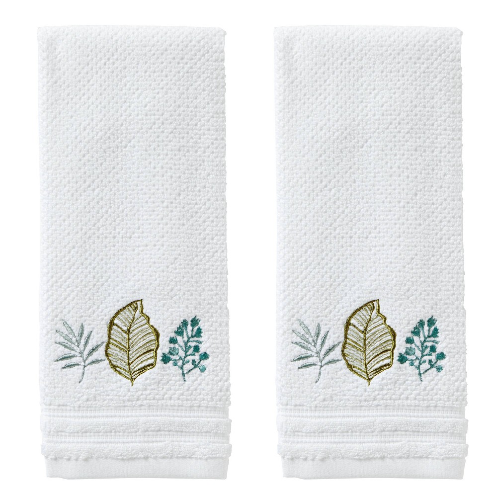 Photos - Towel 2pc Sprouted Palm Hand  Set White - SKL Home