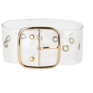 Allegra K Women's Grommet Clear Wide Waist Belts for Dresses Transparent Belts Pin Buckle 1 Pc - 1 of 4