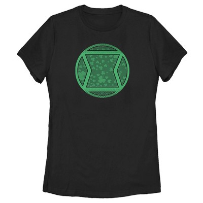 Women's Marvel Black Widow St. Patrick's Day Clover Black Widow Logo T ...