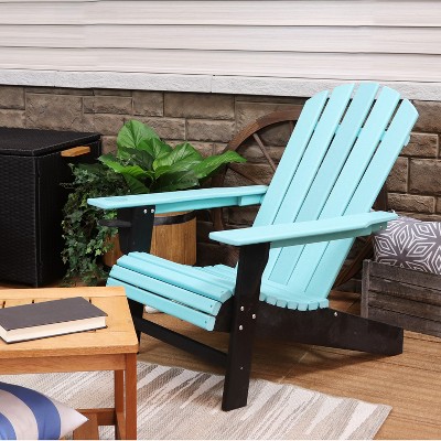 Turquoise and Black HDPE Outdoor Adirondack Chair with Cup Holder