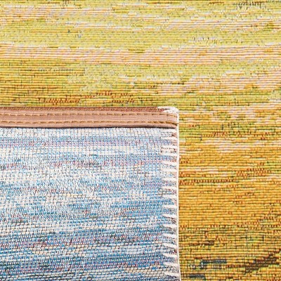 Blue and Gold Tropical Wave Indoor/Outdoor Rug 3'3" x 5'3"