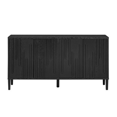 Luxystar 59.8" Handleless Sideboard Buffet Cabinet with Storage Shelves, Black