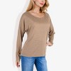 Anna-Kaci Women's Long Sleeve Boat Neck Pullover Top with Stitch Detail - 2 of 4