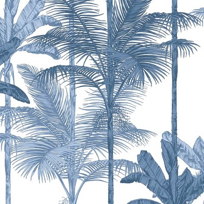 Jungle Cobalt Blue Leaves Tropical Paste the Wall Wallpaper