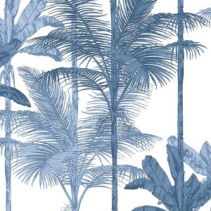 Jungle Cobalt Blue Leaves Tropical Paste the Wall Wallpaper - 1 of 4