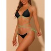 Elerevyo Women's Heart Ring Halter Contrast Color Lace Up Ribbed Swimwear Bathing Suits 1 Set - 2 of 4