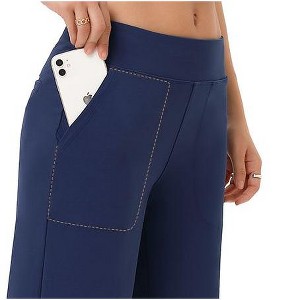 Women's Stretchy 7/10 Wide Leg Pants High Waist Casual Palazzo Trousers Comfortable Workout Lounge - 1 of 4