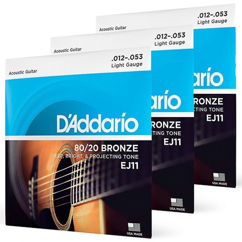 D addario Ej11 3dpks 80 20 Bronze Light Acoustic Guitar Strings 3