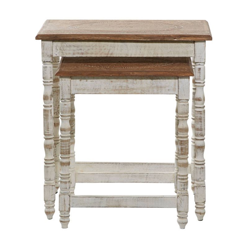 Set of 2 Eclectic Wood Accent Table - Olivia & May, 6 of 8